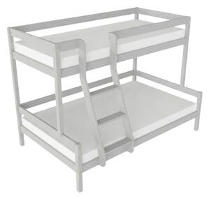 Patrová postel LUCKY s předním žebříkem 90x200, 120x200 cm - Světle šedá, Zvolte šuplík: Bez šuplíku, Zvolte stranu: Vlevo