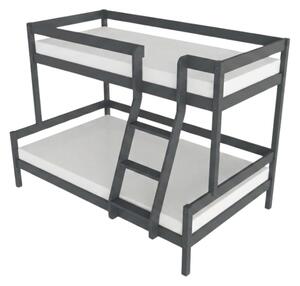 Patrová postel LUCKY s předním žebříkem 90x200, 120x200 cm - Tmavě šedá, Zvolte šuplík: Bez šuplíku, Zvolte stranu: Vpravo
