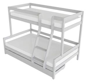 Patrová postel LUCKY s předním žebříkem 90x200, 120x200 cm - Světle šedá, Zvolte šuplík: Úložný šuplík, Zvolte stranu: Vpravo