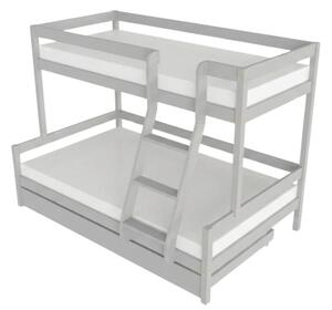 Patrová postel LUCKY s předním žebříkem 90x200, 120x200 cm - Světle šedá, Zvolte šuplík: Přistýlka 90x190 cm, Zvolte stranu: Vpravo