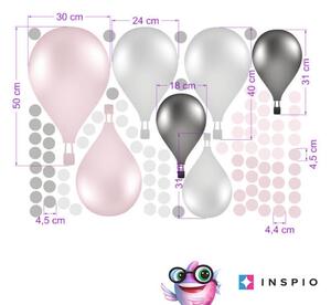 INSPIO-textilní přelepitelná samolepka - Samolepky na zeď - Růžové samolepicí balóny v norském stylu