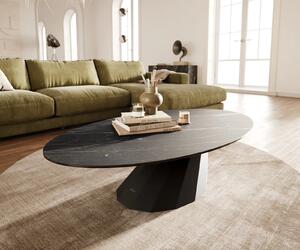 DELIFE Konferenční stolek Edge oválný 140x80 cm keramika Laminam® Noir Desir hnědá Parabi kov černá