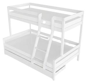 Patrová postel LUCKY s předním žebříkem 90x200, 120x200 cm - Bílá, Zvolte šuplík: Úložný šuplík, Zvolte stranu: Vpravo