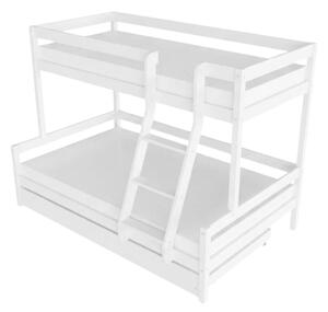 Patrová postel LUCKY s předním žebříkem 90x200, 120x200 cm - Bílá, Zvolte šuplík: Přistýlka 90x190 cm, Zvolte stranu: Vpravo