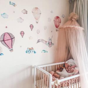 INSPIO-textilní přelepitelná samolepka - Dětské samolepky na zeď - Růžové samolepky balónů se jménem dítěte