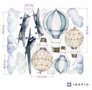 INSPIO-textilní přelepitelná samolepka - Samolepky na zeď - Akvarelová letadla a balóny