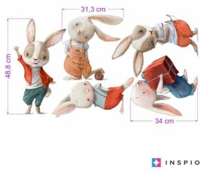 INSPIO-textilní přelepitelná samolepka - Dětské samolepky na zeď - Malí králíčci z pohádky