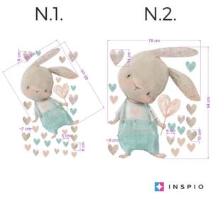 INSPIO-textilní přelepitelná samolepka - Dětské samolepky na zeď - Zajíček se srdíčkem