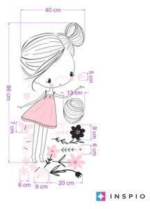INSPIO-textilní přelepitelná samolepka - Dětské samolepky na zeď - Víla v pudrových barvách s motýly a květinami