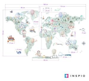 INSPIO-textilní přelepitelná samolepka - Samolepka na zeď - Dětská cestovatelská mapa