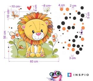 INSPIO-textilní přelepitelná samolepka - Samolepka do dětského pokoje - Lvíček s puntíky