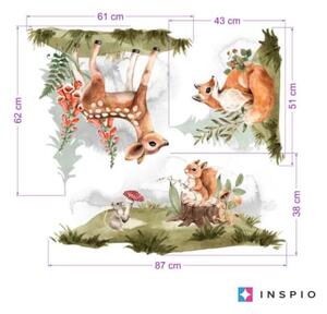 INSPIO-textilní přelepitelná samolepka - Samolepky na zeď dětské - Liška, srnka, veverka