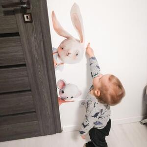INSPIO-textilní přelepitelná samolepka - Samolepky na zeď pro děti - Akvarelová zvířátka kolem dveří