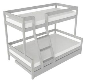Patrová postel LUCKY s předním žebříkem 90x200, 120x200 cm - Světle šedá, Zvolte šuplík: Přistýlka 90x190 cm, Zvolte stranu: Vlevo