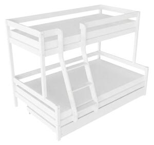 Patrová postel LUCKY s předním žebříkem 90x200, 120x200 cm - Bílá, Zvolte šuplík: Přistýlka 90x190 cm, Zvolte stranu: Vlevo