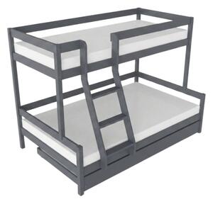 Patrová postel LUCKY s předním žebříkem 90x200, 120x200 cm - Tmavě šedá, Zvolte šuplík: Přistýlka 90x190 cm, Zvolte stranu: Vlevo