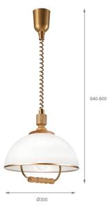 Stahovací lustr RAMONA 1xE27/60W/230V hnědá/bílá/dub