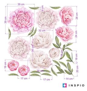 INSPIO-textilní přelepitelná samolepka - Samolepky na zeď - Pivoňky v růžových odstínech - malé