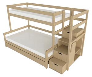 Patrová postel LUCKY s úložnými schody 90x200, 120x200 cm - Béžová, Zvolte šuplík: Přistýlka 90x190 cm, Zvolte stranu: Vpravo