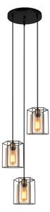 ITALUX PND-78901-3A-BK+AMB Kalula závěsné svítidlo 3xE27 D380mm černá, jantarová