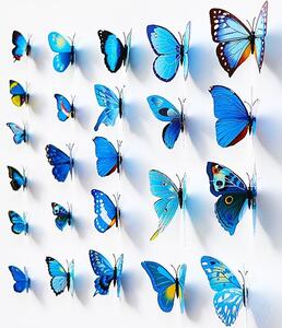Motýli na stěnu 12ks - Fialová