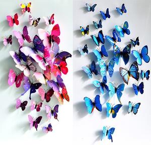 Motýli na stěnu 12ks - Fialová