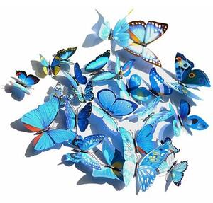 Motýli na stěnu 12ks - Modrá