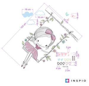 INSPIO-textilní přelepitelná samolepka - Dětské samolepky na zeď - Fialová víla na houpačce