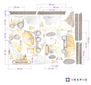INSPIO-textilní přelepitelná samolepka - Dětské samolepky na zeď pro kluky - Stavební stroje