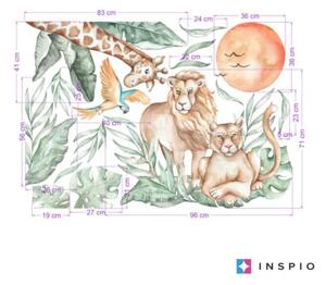 INSPIO-textilní přelepitelná samolepka - Dětské samolepky na zeď - Zvířátka ze safari v divočině