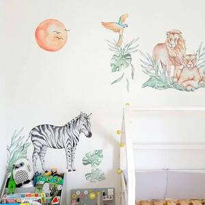 INSPIO-textilní přelepitelná samolepka - Dětské samolepky na zeď - Slon a zebra ze safari