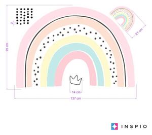 INSPIO-textilní přelepitelná samolepka - Samolepky na zeď pro holčičky - Duha se jménem pro malou princeznu