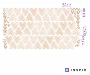 INSPIO-textilní přelepitelná samolepka - Samolepky na zeď dětské - Béžová samolepicí srdíčka