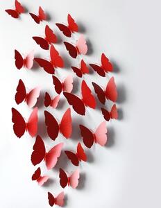 Motýli na stěnu 12ks - Červená