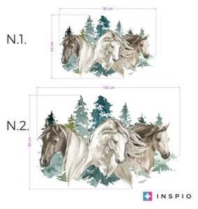 INSPIO-textilní přelepitelná samolepka - Dětské samolepky na zeď - Koně v přírodě
