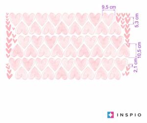 INSPIO-textilní přelepitelná samolepka - Dětské samolepky na zeď - Růžové samolepicí srdíčka