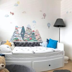 INSPIO-textilní přelepitelná samolepka - Samolepky na zeď pro kluky - Kopce s autíčky a balony