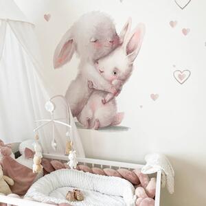 INSPIO-textilní přelepitelná samolepka - Samolepky na zeď do dětského pokoje - Zajíčci v objetí