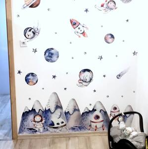 INSPIO-textilní přelepitelná samolepka - Dětské samolepky na zeď - Astronauti a vesmír pro kluky
