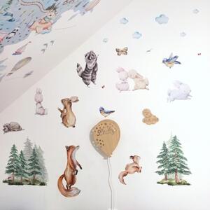 INSPIO-textilní přelepitelná samolepka - Samolepka na zeď Woodland - Veselá zvířátka z lesa