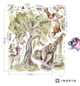 INSPIO-textilní přelepitelná samolepka - Samolepka na zeď Woodland - Kouzelný les s veselými zvířátky