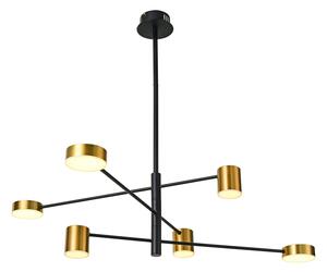 ITALUX PND-16374-6-BK-GD-4K Remdal závěsné svítidlo LED 36W/2700lm 4000K zlatá