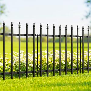 Dekorativní zahradní plot, kovové oplocení pro květinové záhony, ochrana proti zvířatům, ohrada pro psy (černá barva, výška 60 cm * šířka 60 cm * 5 kusů)