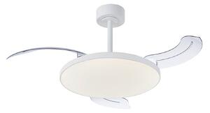 LED stropní ventilátor Slim Mini, bílý, DC, tichý, CCT – Mantra Mantra Iluminación, Slim Mini, stmívatelné, Bílá, Obývací pokoj, Kov, Moderní