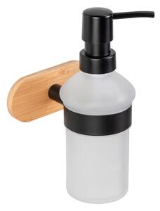 Samodržící skleněný dávkovač mýdla v černé a přírodní barvě 300 ml Orea Bamboo – Wenko