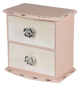 Růžová skříňka s bílými šuplíčky Lauren - 20*13*20 cm