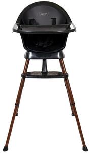Černá kovová jídelní židlička Quax Ultimo 62 - 92 cm s ořechovou podnoží