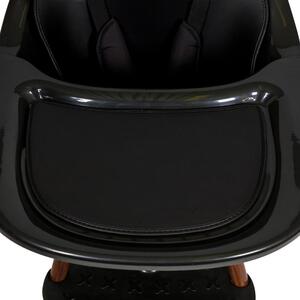 Černá plastová jídelní židlička Quax Ultimo 62 - 92 cm s ořechovou podnoží