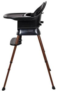 Černá plastová jídelní židlička Quax Ultimo 62 - 92 cm s ořechovou podnoží