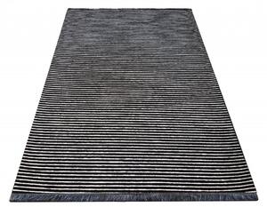 Makro Abra Kusový koberec pratelný DIAMOND 01 vodorovně pruhovaný protiskluzový černý bílý Rozměr: 200x290 cm